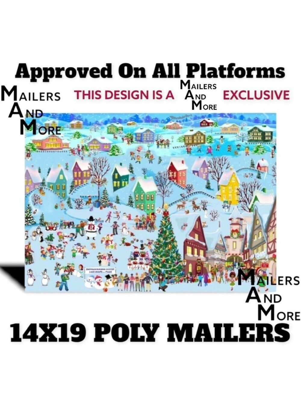 50 14x19 Poly Mailers Christmas Village Flat Shipping Envelopes PRICE IS FIRM - Picture 4 of 6